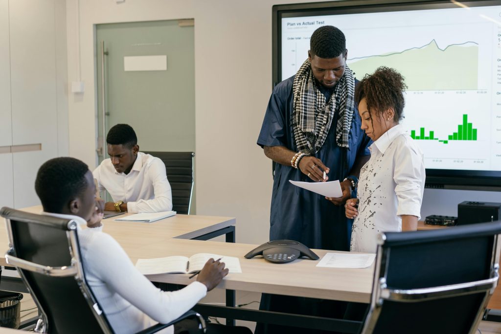 Young Africans receiving mentoring