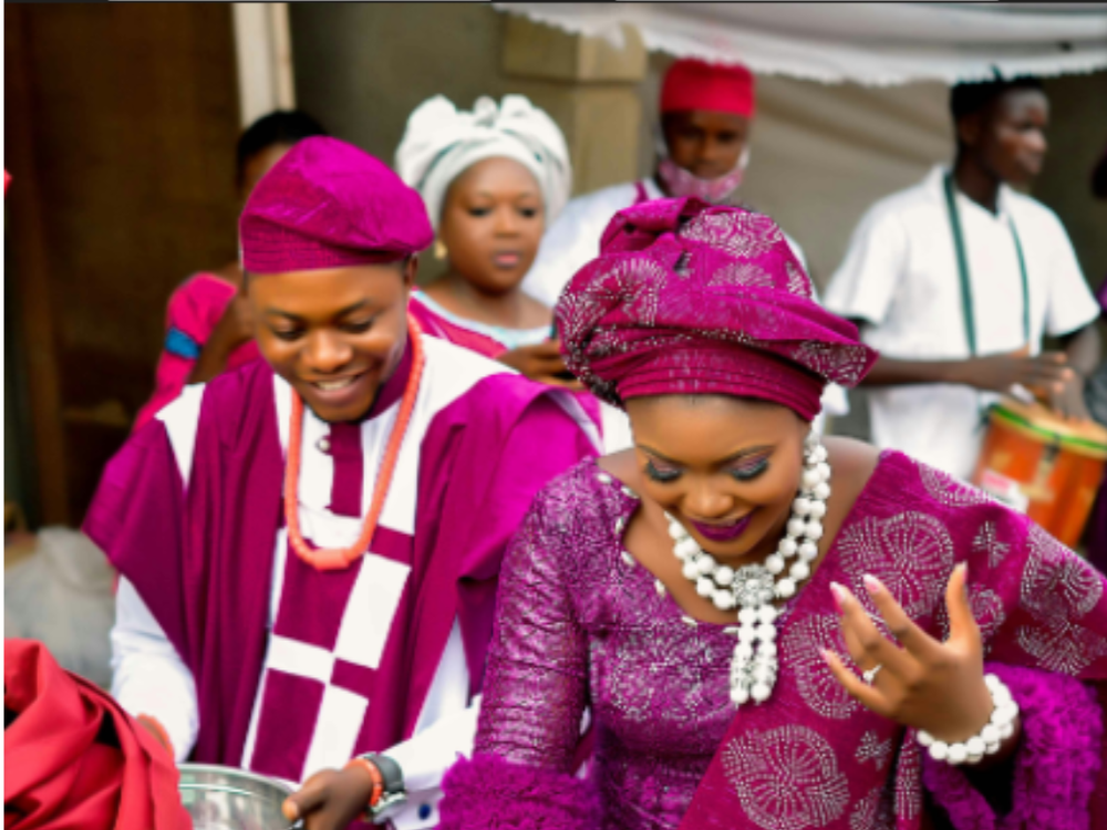 Couple attending church
