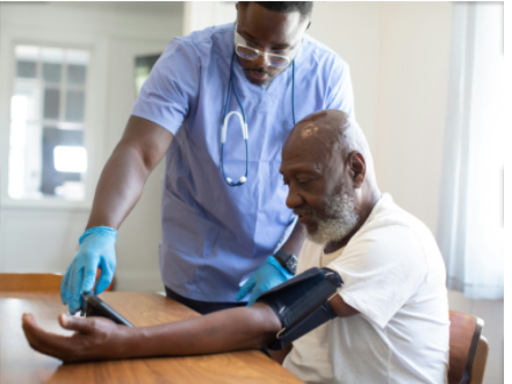 Man having health check